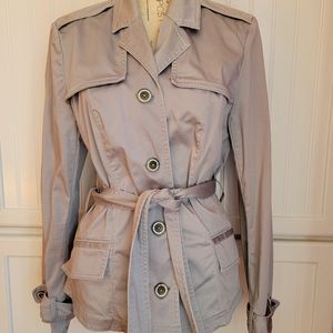 WHBM Adorable Belted Peplum Grey Jacket Size 10